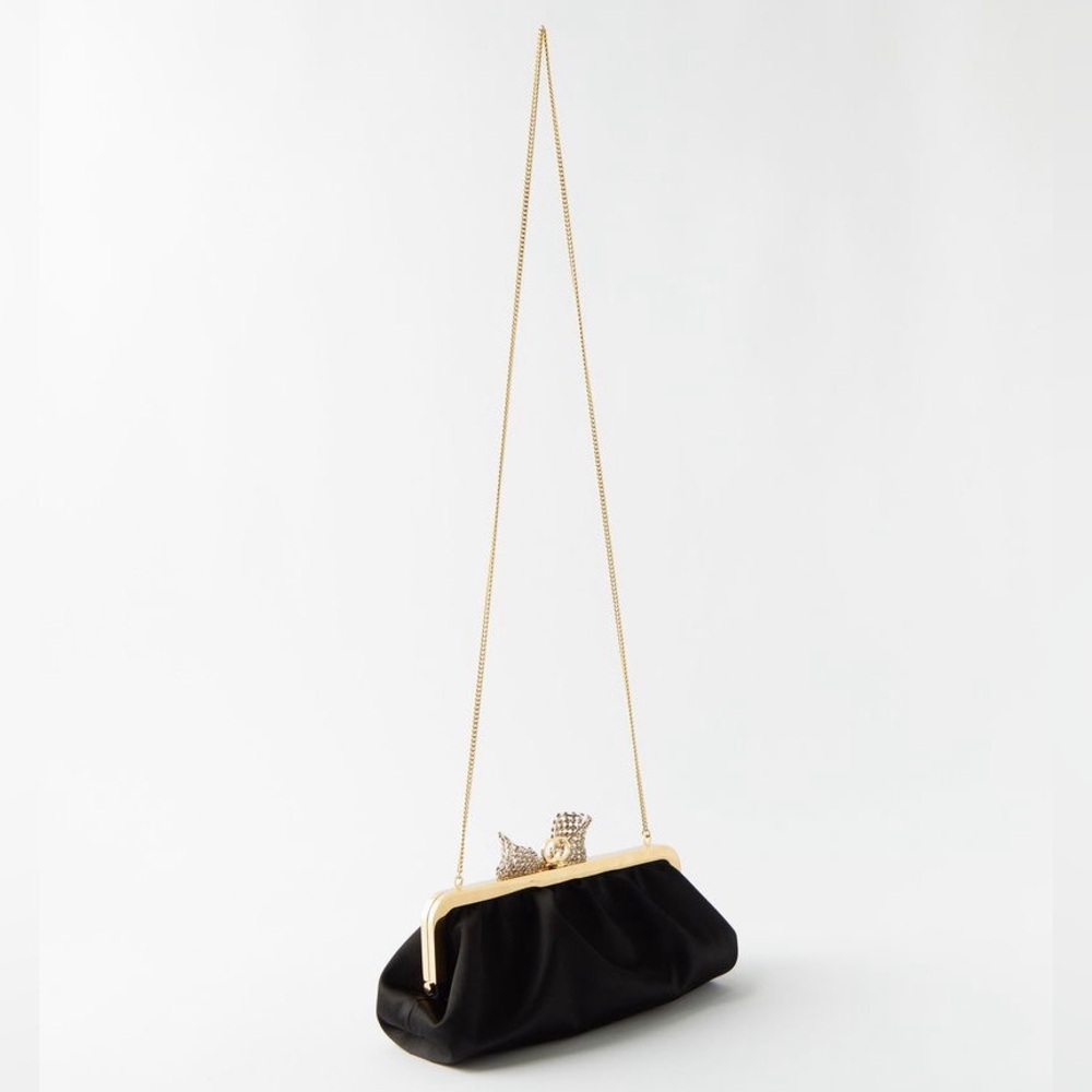 Stunning GUCCI Broadway Crystal-Embellished Bow Satin Clutch Bag😍 - Picture 3 of 7